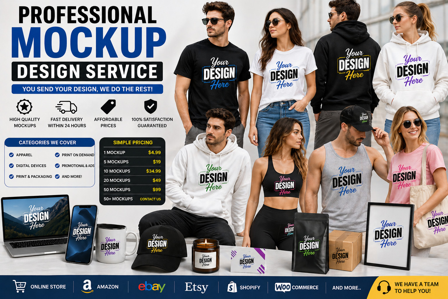 Professional Mockup Design Service | Apparel, Product, Packaging, 3D & Ads | 24H