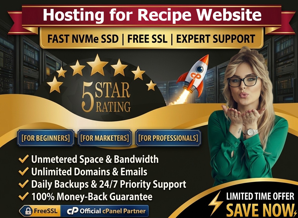 Hosting for Recipe Website – 🍳 Fast SSD Hosting + Free SSL & Emails – $14.99/Yr