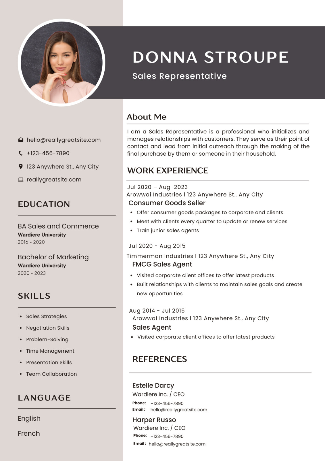 Editable Modern CV TEMPLATE For Microsoft Word, Canvas Download Save to PDF Form